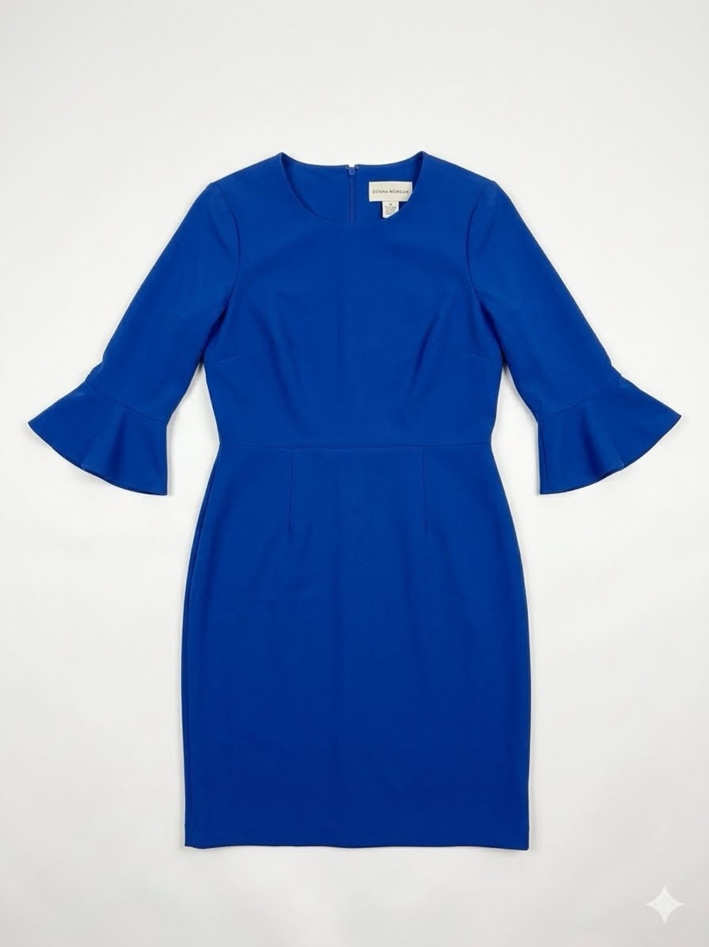 Donna Morgan Royal Blue Bell Sleeve Sheath Dress Size 8